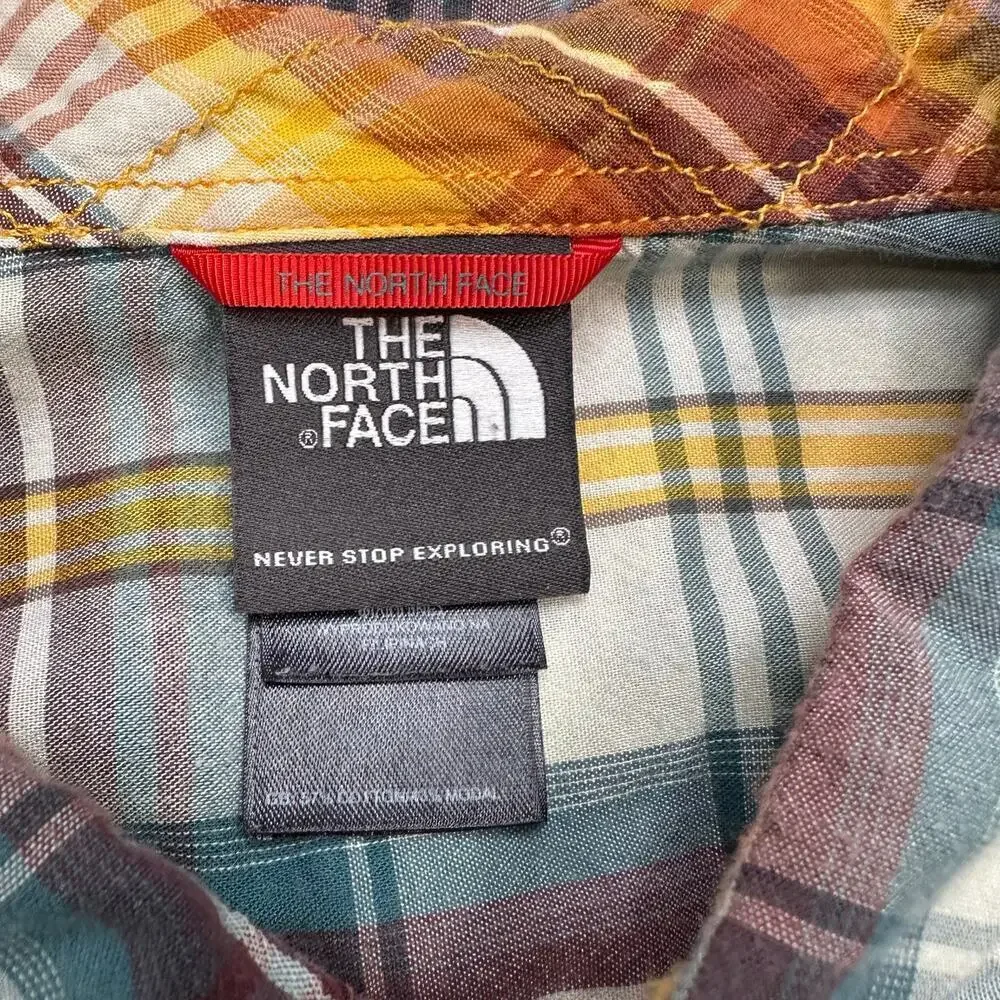 The North Face Plaid Cotton Short Sleeve Button Front Shirt Size XL